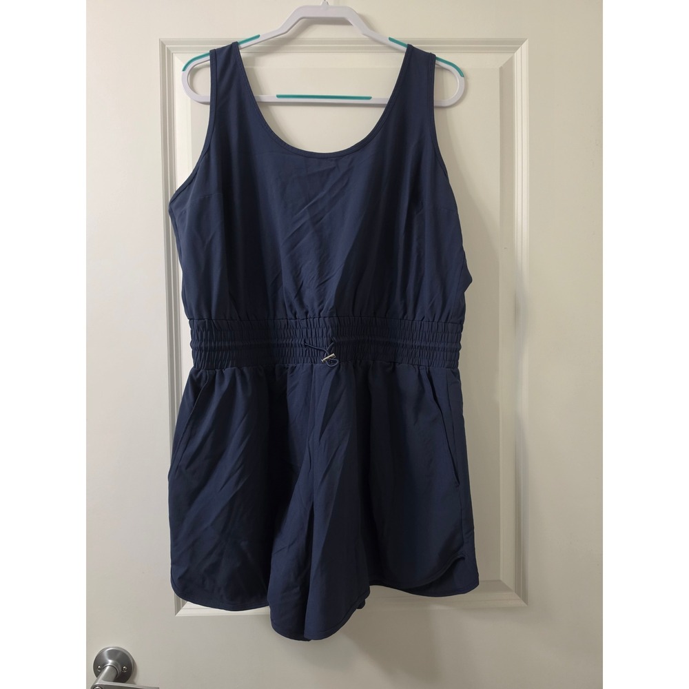 Abercrombie & Fitch YPB Navy Blue Active Romper Smocked Waist XL Womens